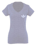 Cool Marijuana Weed Leaf Stoner Day Front and Back For Women V neck fitted T Shirt