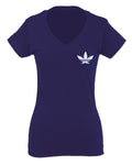Cool Marijuana Weed Leaf Stoner Day Front and Back For Women V neck fitted T Shirt