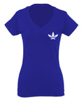 Cool Marijuana Weed Leaf Stoner Day Front and Back For Women V neck fitted T Shirt