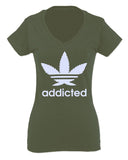 Cool Marijuana Weed Leaf Stoner Day high Pot For Women V neck fitted T Shirt