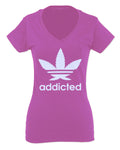 Cool Marijuana Weed Leaf Stoner Day high Pot For Women V neck fitted T Shirt
