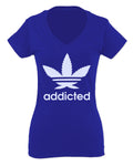 Cool Marijuana Weed Leaf Stoner Day high Pot For Women V neck fitted T Shirt
