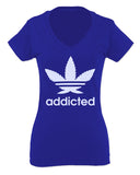Cool Marijuana Weed Leaf Stoner Day high Pot For Women V neck fitted T Shirt