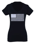 Vintage USA United States of America American Proud Flag For Women V neck fitted T Shirt