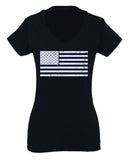 Vintage USA United States of America American Proud Flag For Women V neck fitted T Shirt