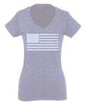 Vintage USA United States of America American Proud Flag For Women V neck fitted T Shirt