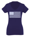 Vintage USA United States of America American Proud Flag For Women V neck fitted T Shirt