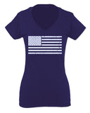 Vintage USA United States of America American Proud Flag For Women V neck fitted T Shirt