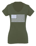 Vintage USA United States of America American Proud Flag For Women V neck fitted T Shirt