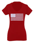 Vintage USA United States of America American Proud Flag For Women V neck fitted T Shirt