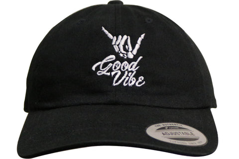 Good Vibe Bones Hand Shaka Cool Vintage Hipster Embroidered Graphic Adjustable Cap Hat Men