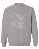 Big Good Vibe Bones Hand Shaka Cool Vintage Hipster Graphic men's Crewneck Sweatshirt