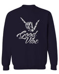 Big Good Vibe Bones Hand Shaka Cool Vintage Hipster Graphic men's Crewneck Sweatshirt