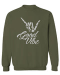 Big Good Vibe Bones Hand Shaka Cool Vintage Hipster Graphic men's Crewneck Sweatshirt