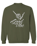 Big Good Vibe Bones Hand Shaka Cool Vintage Hipster Graphic men's Crewneck Sweatshirt