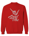 Big Good Vibe Bones Hand Shaka Cool Vintage Hipster Graphic men's Crewneck Sweatshirt