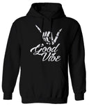 Big Good Vibe Bones Hand Shaka Cool Vintage Hipster Graphic Sweatshirt Hoodie