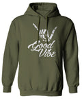 Big Good Vibe Bones Hand Shaka Cool Vintage Hipster Graphic Sweatshirt Hoodie
