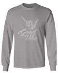 Big Good Vibe Bones Hand Shaka Cool Vintage Hipster Graphic mens Long sleeve t shirt