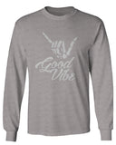 Big Good Vibe Bones Hand Shaka Cool Vintage Hipster Graphic mens Long sleeve t shirt