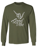 Big Good Vibe Bones Hand Shaka Cool Vintage Hipster Graphic mens Long sleeve t shirt