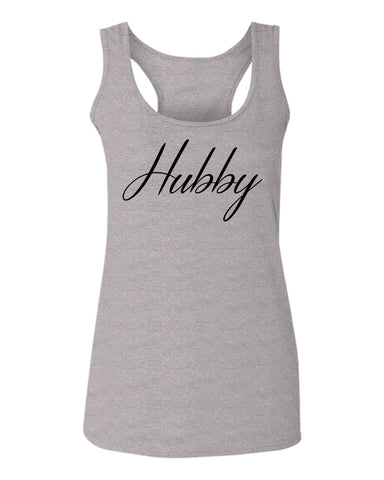 VICES AND VIRTUESS Letter Printed Hubby Couple Wedding Wifey Matching Groom  women's Tank Top sleeveless Racerback