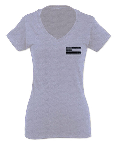 Vintage American Flag United States America Military Army Marine uS USA Women V neck fitted T Shirt