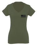 Vintage American Flag United States America Military Army Marine uS USA Women V neck fitted T Shirt