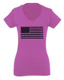 United States of America Vintage Flag USA American Marine Corp Force USMC USAF For Women V neck fitted T Shirt
