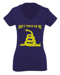 American Don't Tread ON ME Military Combat Logo Seal United State America For Women V neck fitted T Shirt