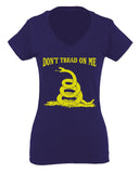 American Don't Tread ON ME Military Combat Logo Seal United State America For Women V neck fitted T Shirt