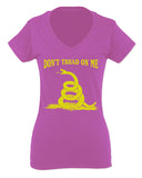 American Don't Tread ON ME Military Combat Logo Seal United State America For Women V neck fitted T Shirt