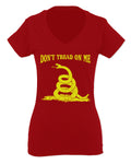 American Don't Tread ON ME Military Combat Logo Seal United State America For Women V neck fitted T Shirt