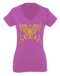USA Military Eagle American Proud United States of America U.S. For Women V neck fitted T Shirt