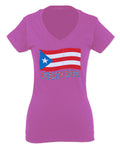 Puerto Rico Flag Boricua Puerto Rican Nuyorican Pride For Women V neck fitted T Shirt