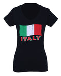 Italia Distressed Italy Flag Italian National Flag Vintage For Women V neck fitted T Shirt