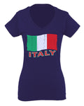 Italia Distressed Italy Flag Italian National Flag Vintage For Women V neck fitted T Shirt