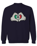 Cartoon Glove Heart Love Hecho en Mexico Mexican Flag escucudo Mexicano men's Crewneck Sweatshirt
