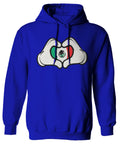 Cartoon Glove Heart Love Hecho en Mexico Mexican Flag escucudo Mexicano Sweatshirt Hoodie