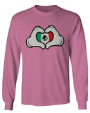 Cartoon Glove Heart Love Hecho en Mexico Mexican Flag escucudo Mexicano mens Long sleeve t shirt