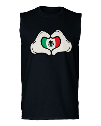 Cartoon Glove Heart Love Hecho en Mexico Mexican Flag escucudo Mexicano men Muscle Tank Top sleeveless t shirt