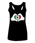 Cartoon Glove Heart Love Hecho en Mexico Mexican Flag escucudo Mexicano  women's Tank Top sleeveless Racerback