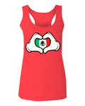 Cartoon Glove Heart Love Hecho en Mexico Mexican Flag escucudo Mexicano  women's Tank Top sleeveless Racerback