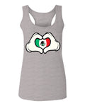 Cartoon Glove Heart Love Hecho en Mexico Mexican Flag escucudo Mexicano  women's Tank Top sleeveless Racerback