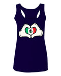 Cartoon Glove Heart Love Hecho en Mexico Mexican Flag escucudo Mexicano  women's Tank Top sleeveless Racerback