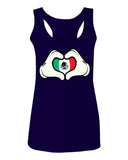 Cartoon Glove Heart Love Hecho en Mexico Mexican Flag escucudo Mexicano  women's Tank Top sleeveless Racerback