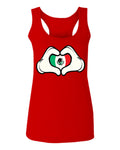 Cartoon Glove Heart Love Hecho en Mexico Mexican Flag escucudo Mexicano  women's Tank Top sleeveless Racerback