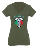 VICES AND VIRTUESS Escudo Mexicano Futbol Mexico Mexican Football Shield For Women V neck fitted T Shirt
