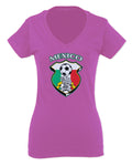 VICES AND VIRTUESS Escudo Mexicano Futbol Mexico Mexican Football Shield For Women V neck fitted T Shirt