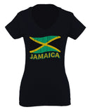Jamaica Tee Jamaican National Country Flag Tee Carribean For Women V neck fitted T Shirt